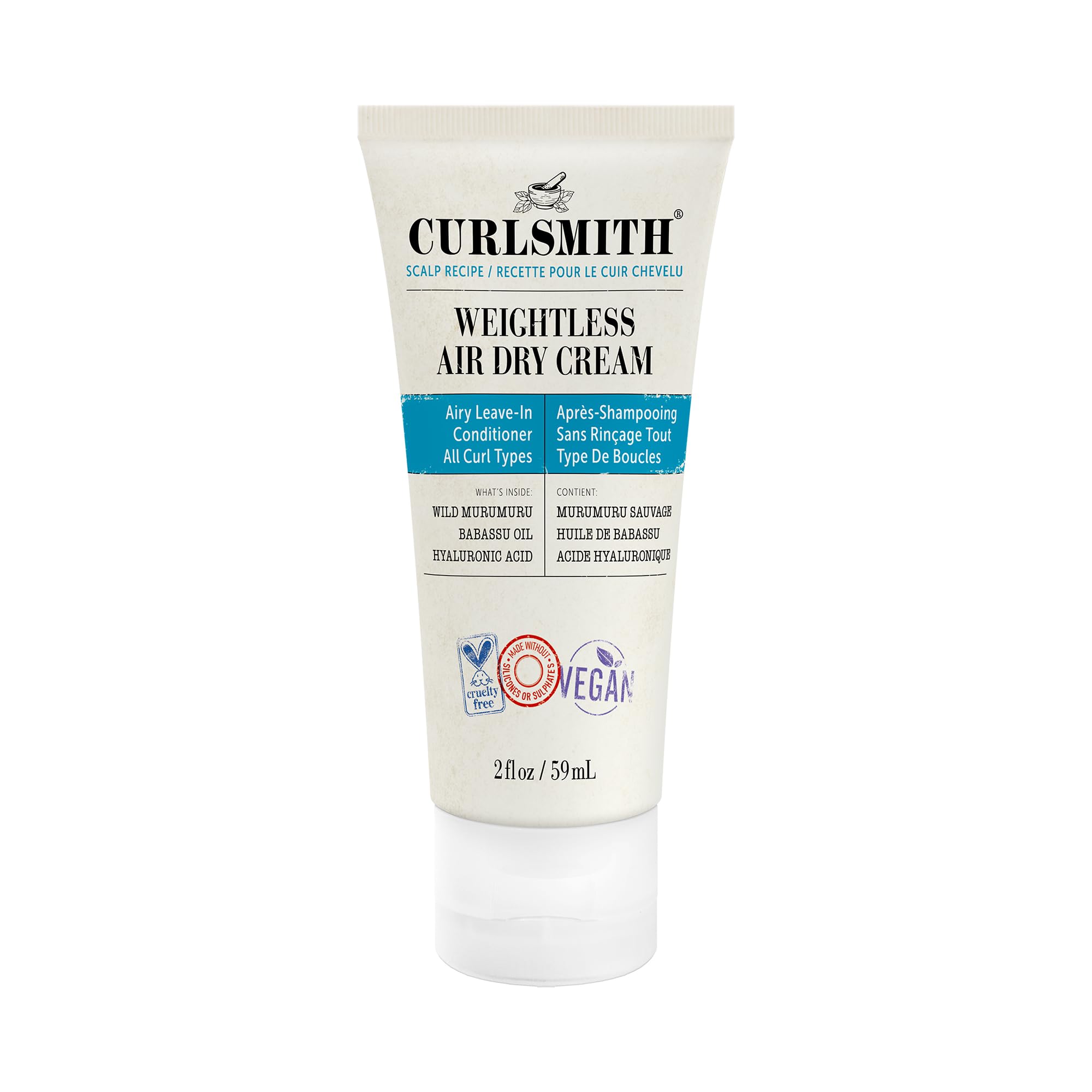 CURLSMITH Weightless Air Dry Cream - Vegan Leave-In Conditioner for Moisture & Softness