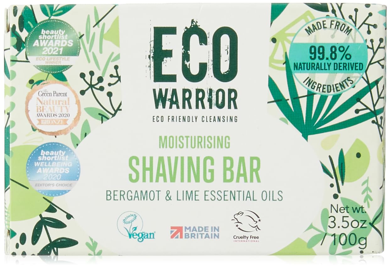 Eco Warrior Moisturising Shaving Soap Bar | Vegan, Natural, Plastic-Free for Face & Body