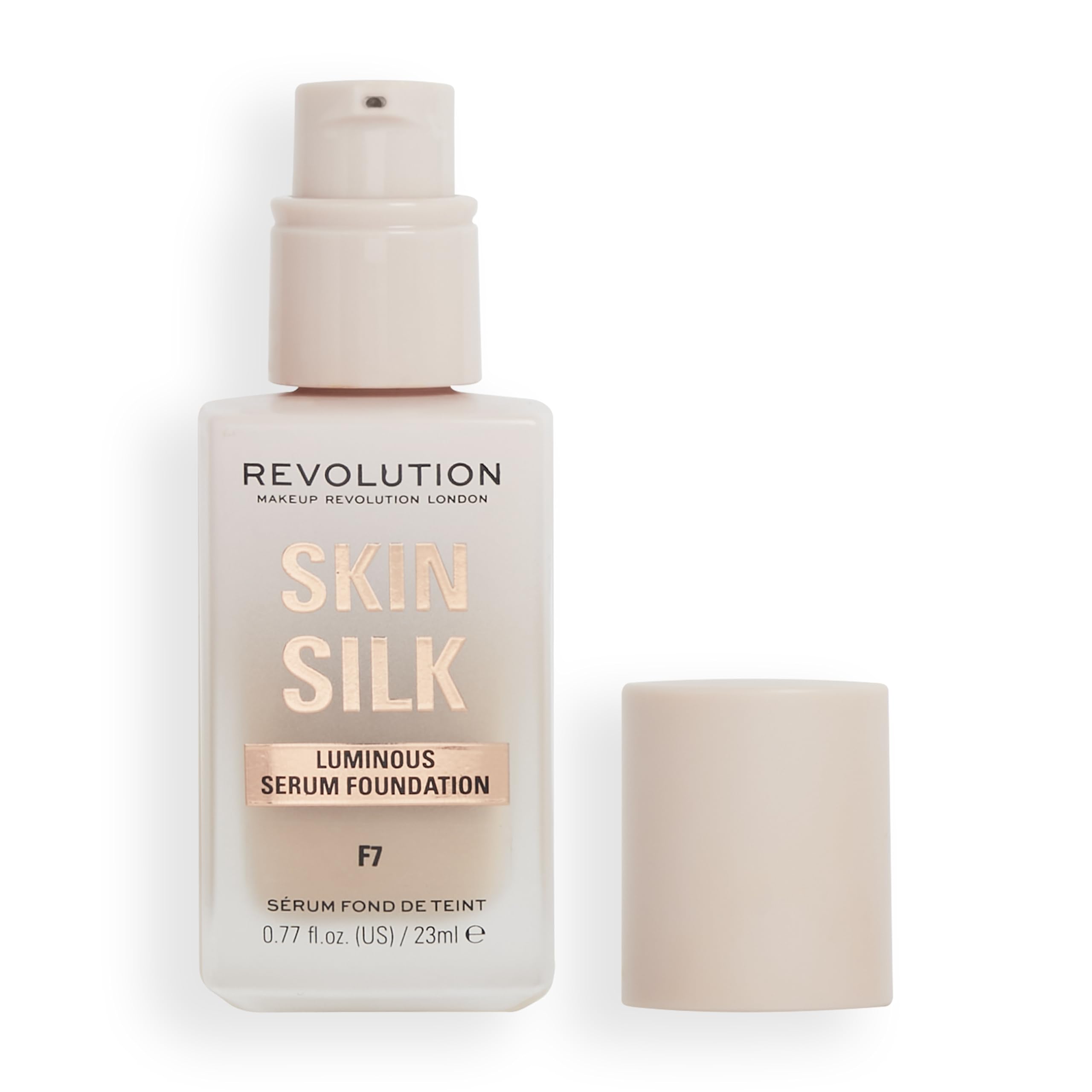 Makeup Revolution Skin Silk Serum Foundation F7 - Light to Medium Coverage with Hyaluronic Acid