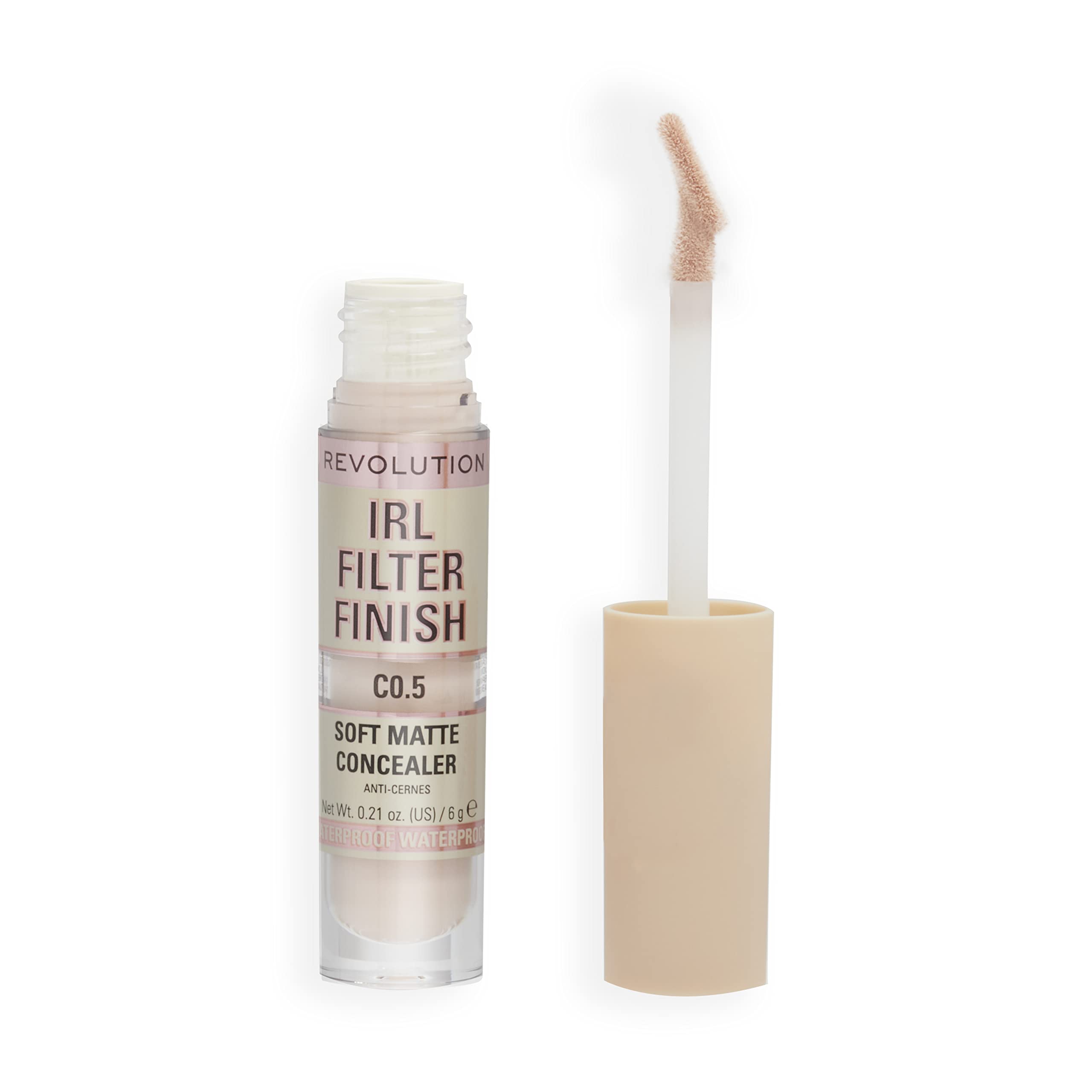 Makeup Revolution IRL Filter Finish Concealer - Full Coverage, Soft Matte, 16 Hour Wear