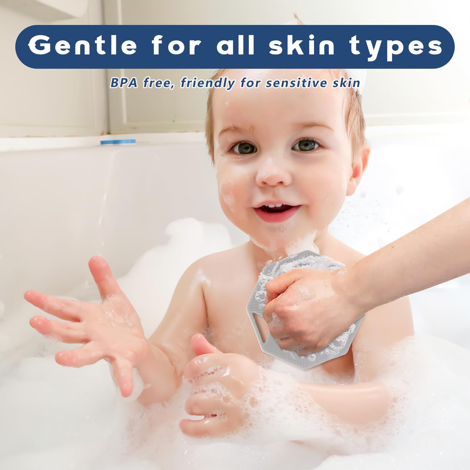 Alyvisun Silicone Body Scrubber with Hook and Suction for Gentle Exfoliation and Massage (Grey) 4