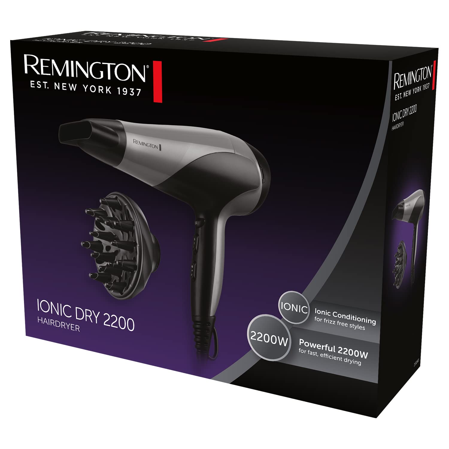 Remington Ionic Dry Hair Dryer 2200 with Diffuser and Concentrator 7