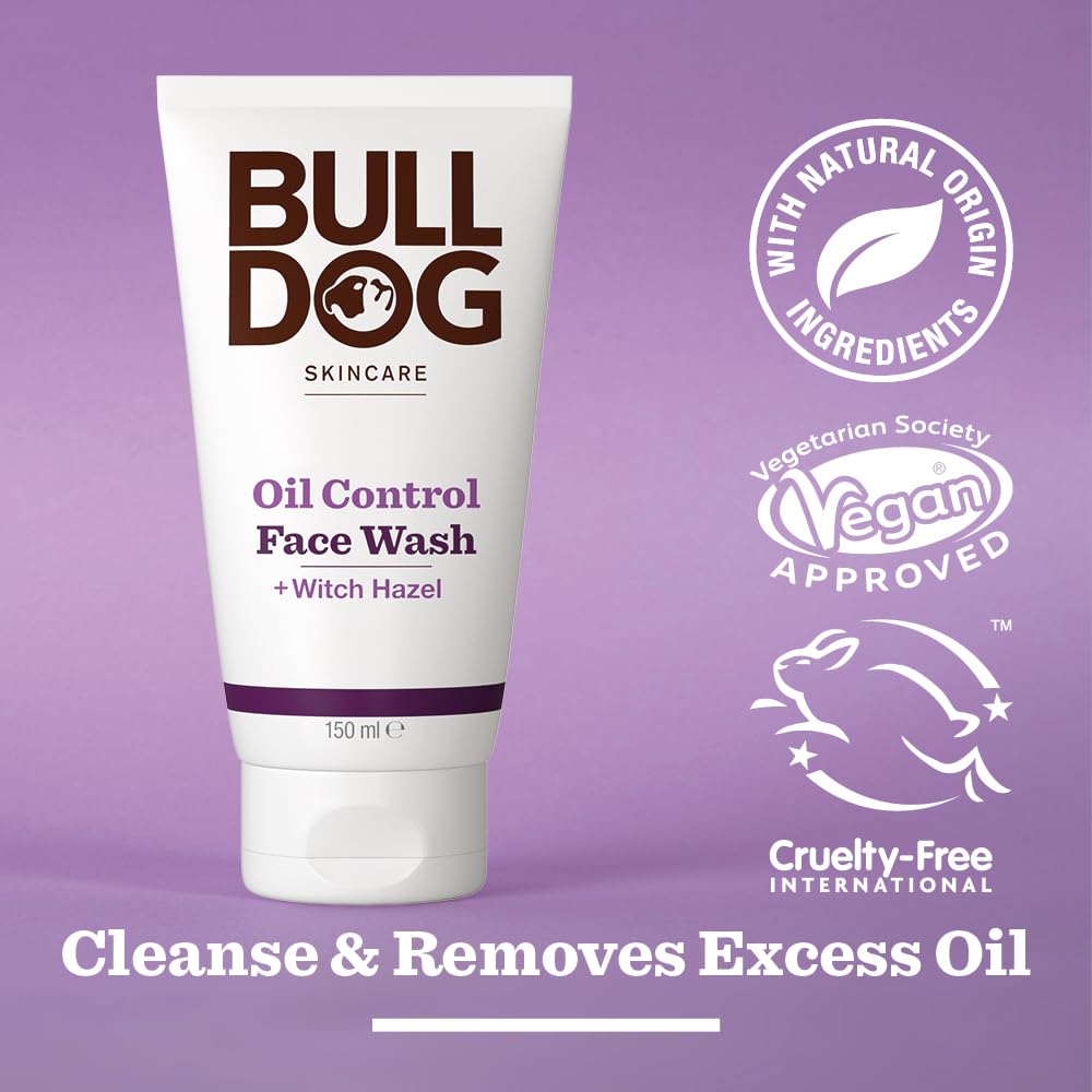 Bulldog Oil Control Face Wash for Men with Witch Hazel and Willow Bark, 150 ml