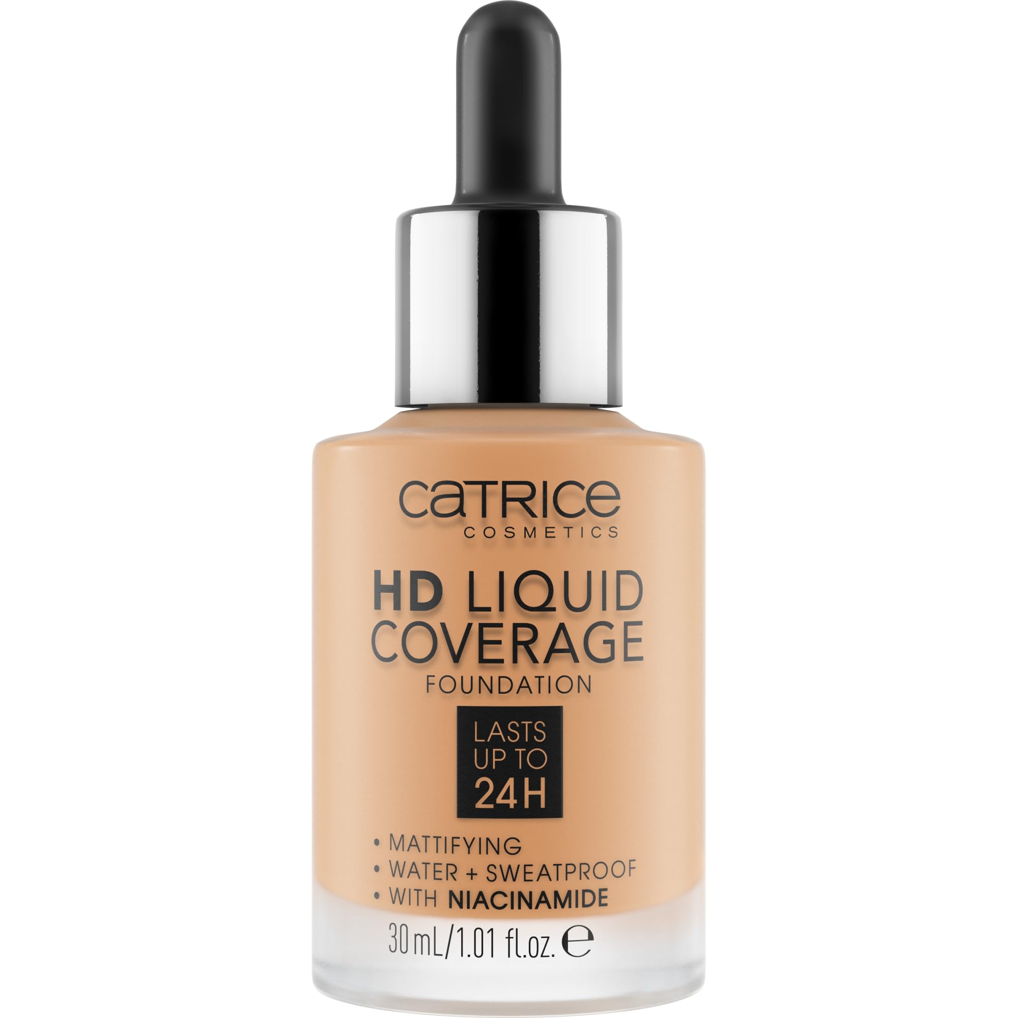 CATRICE HD Liquid Coverage Foundation 034 Medium Beige - 24H Wear, Niacinamide Enriched
