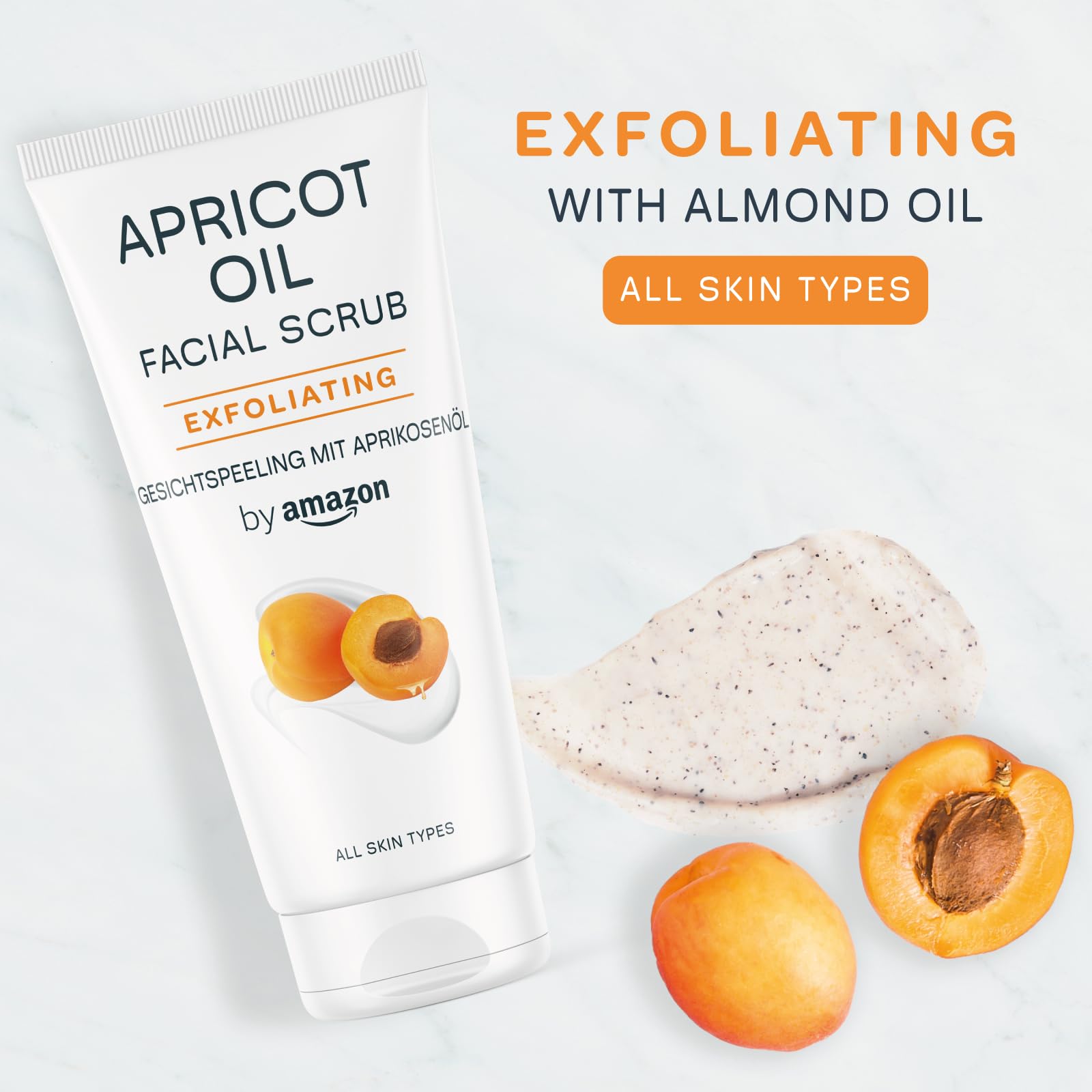 by Amazon Apricot and Peach Seed Face Scrub, 2x100ml Pack 3