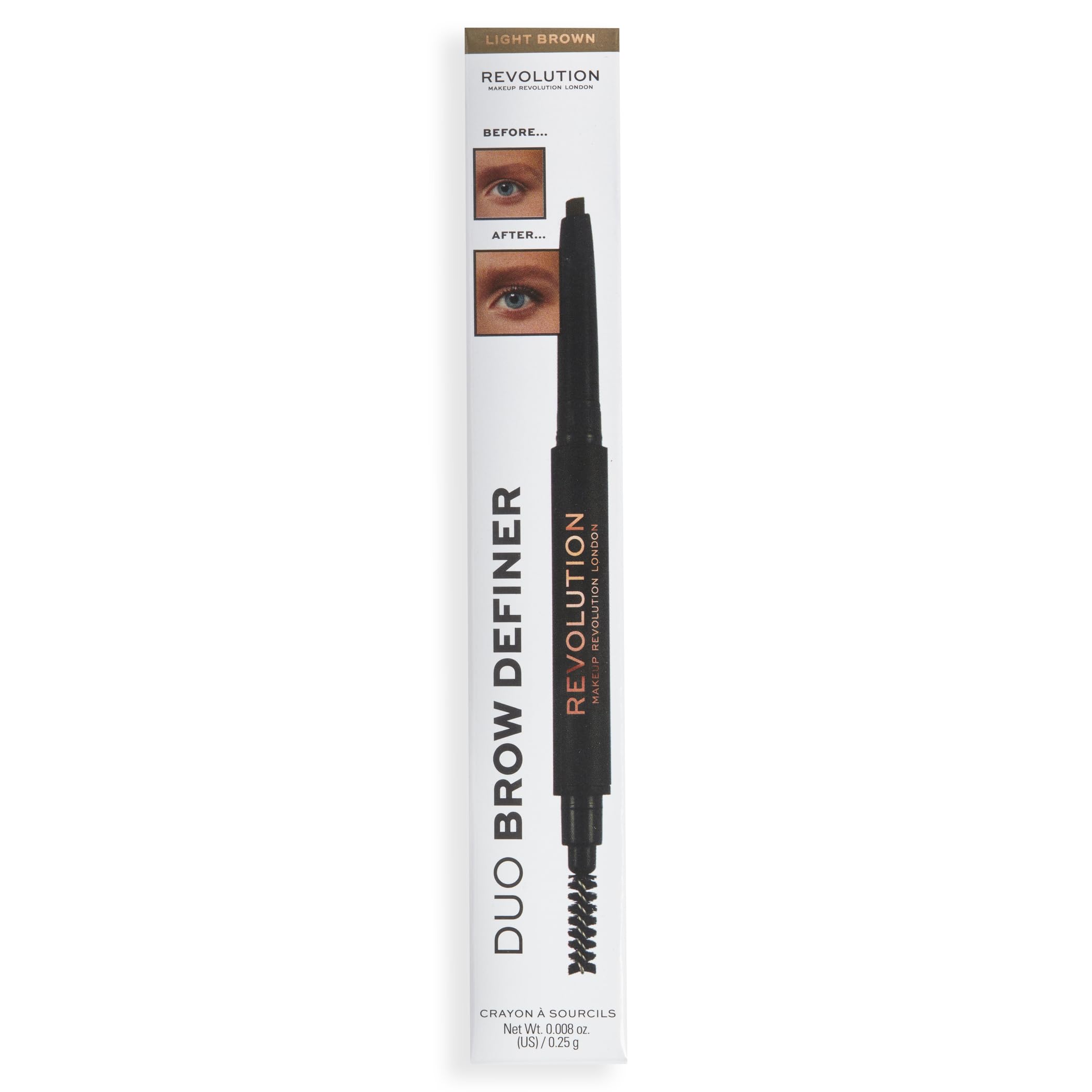 Makeup Revolution Duo Brow Definer Pencil with Definition Brush