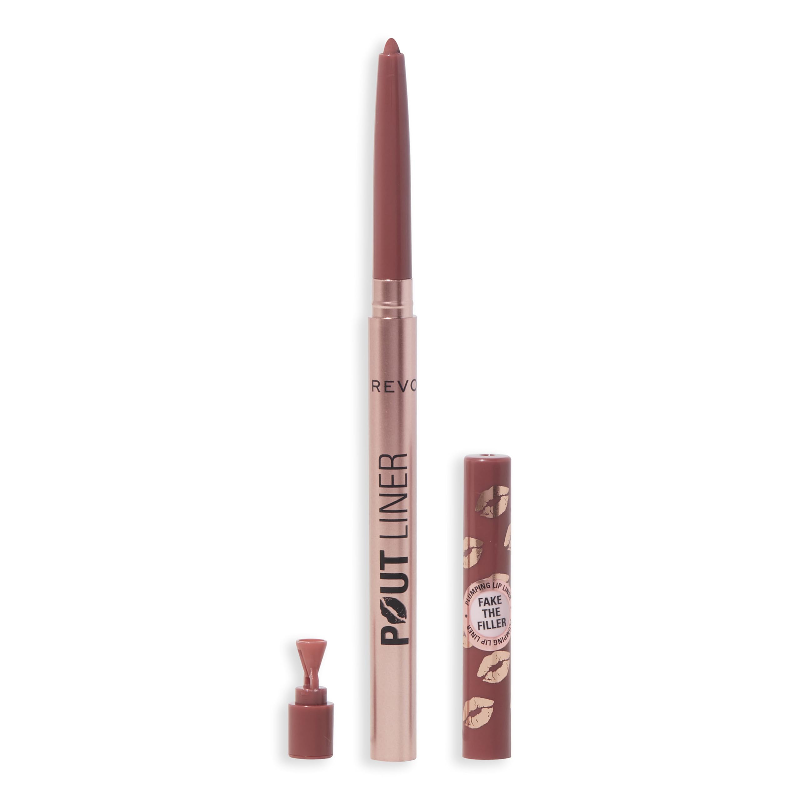 Revolution Beauty Pout Bomb Plumping Lip Liner in Cool Deep Nude with Hyaluronic Acid & Vitamin E