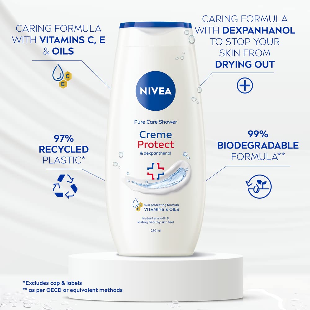 NIVEA Creme Protect Shower Cream Gel 250 ml Moisturising with Dexpanthenol