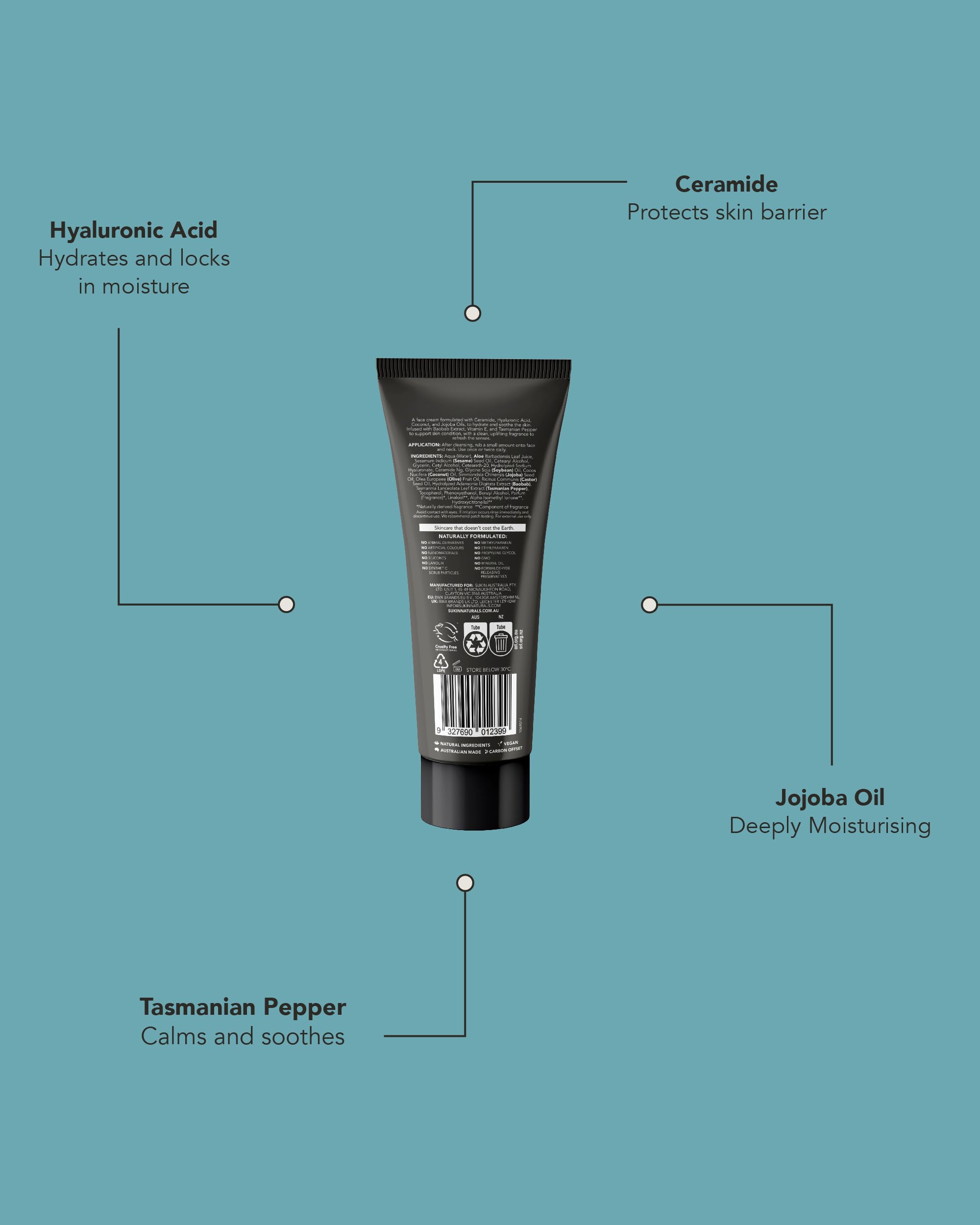 Sukin Men's Face Cream with Ceramides, Hyaluronic Acid, Coconut & Jojoba Oils 5