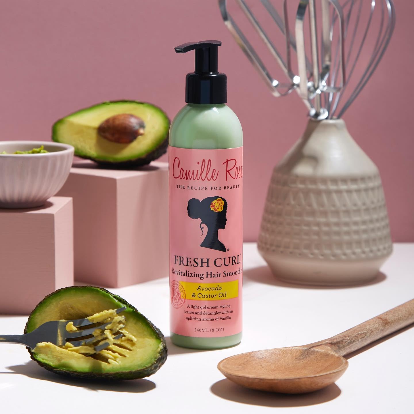 Camille Rose Fresh Curl Haarstylingcreme, pflegend und stylend, Avocado und 6