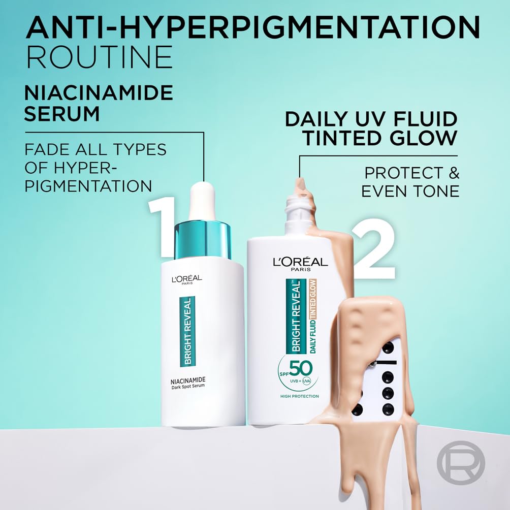 L’Oréal Paris Bright Reveal UV Fluid Tinted Glow Pearl SPF 50+ with 3% Niacinamide, 50ml 8