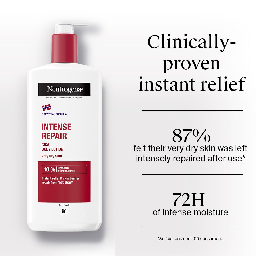 Neutrogena Norwegian Formula Intense Repair CICA Body Lotion with Glycerin & Centella Asiatica, 400ml