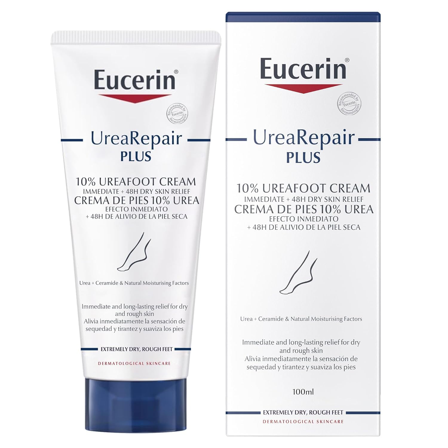 Eucerin UreaRepair Plus 10% Urea Foot Cream for Dry, Cracked Feet, 100ml