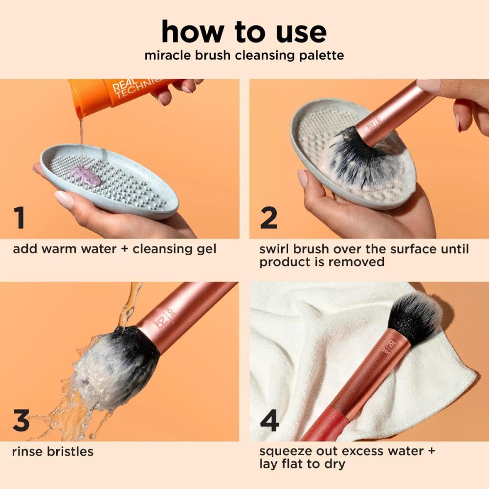 Real Techniques Miracle Brush Cleansing Palette with Silicone Ridges for Deep Cleaning 6