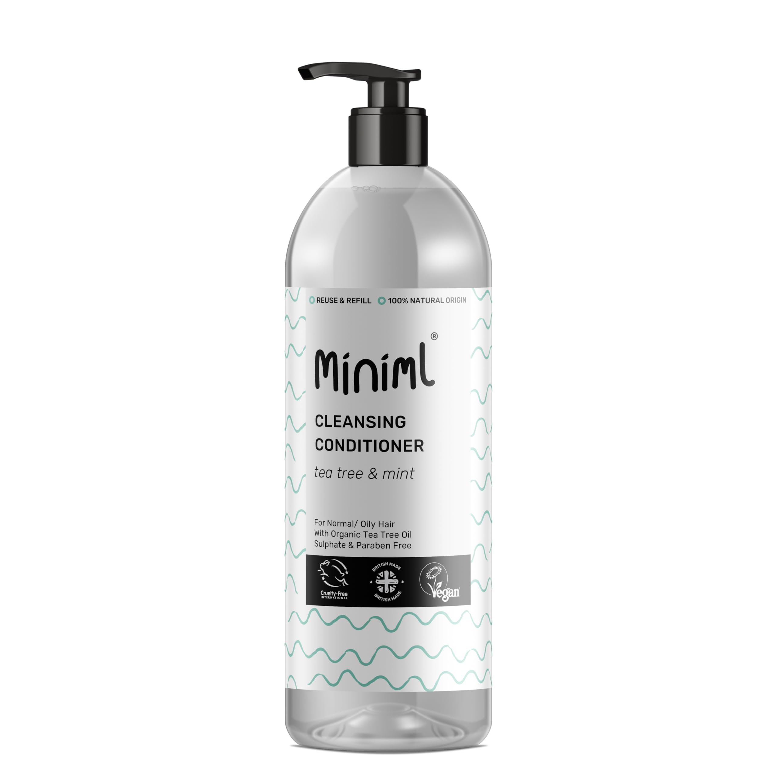 Miniml Natural Cleansing Hair Conditioner - Tea Tree and Mint, Purifying, Normal to Oily Hair, 1L