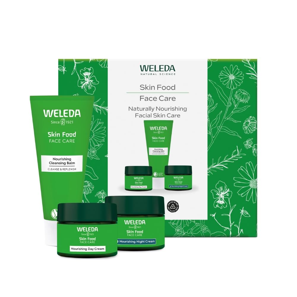 Weleda Skin Food Gesichtspflege-Geschenkset, 3-in-1 Hautpflegeset - Skin Food Reinigung