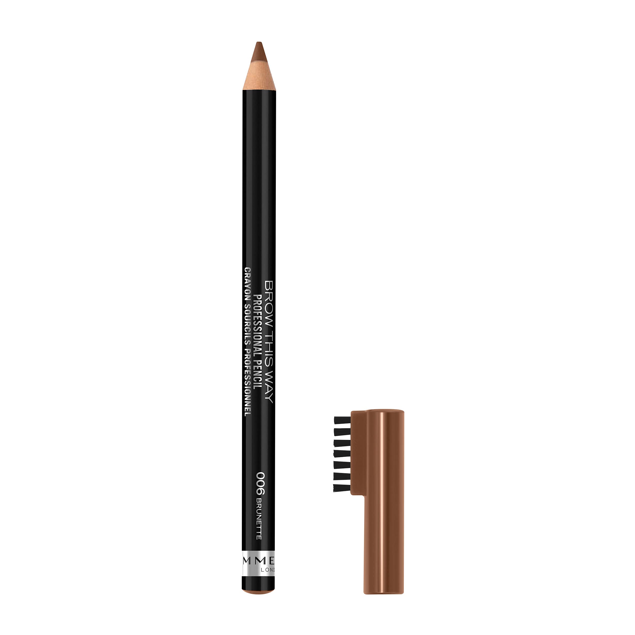 Rimmel London Brow This Way Professional Pencil - 006 Brunette Eyebrow Definer with Built-in Brush