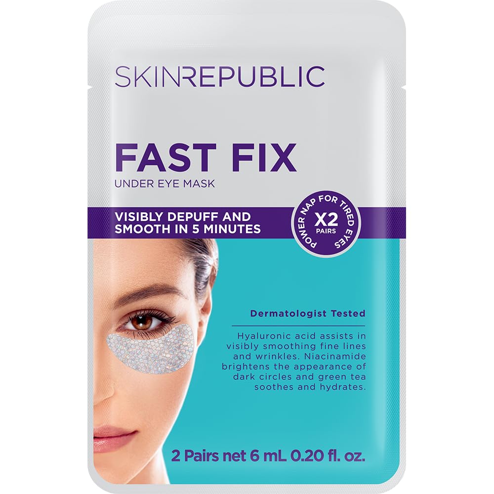 Skin Republic Fast Fix Under Eye Mask | Depuff, Smooth & Brighten in 5 Minutes | 2 Pairs 1