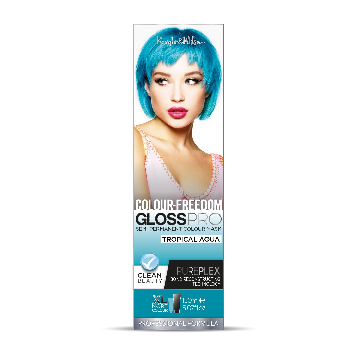 Knight & Wilson Colour Freedom Gloss Pro Tropical Aqua Semi-Permanent Hair Colour 150ml with PurePlex