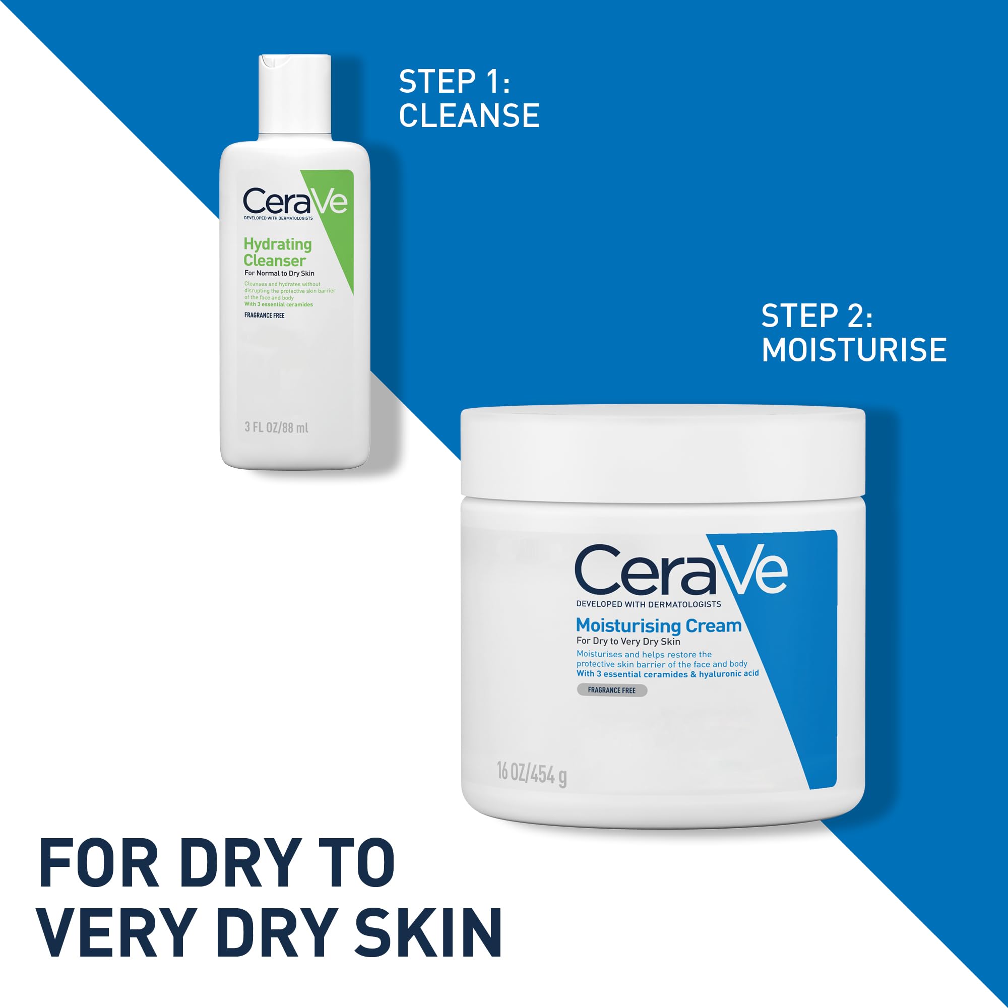 CeraVe Moisturising Cream & Hydrating Cleanser Travel Size Bundle 3