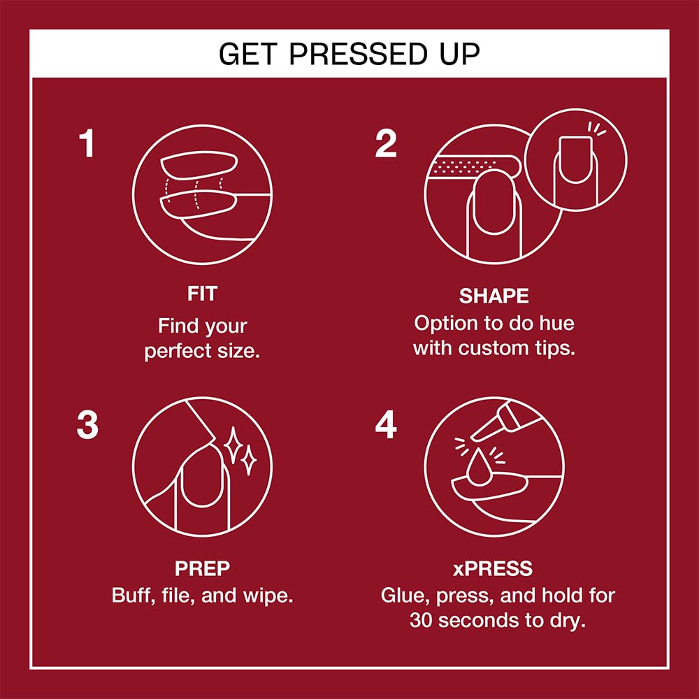 OPI xPRESS/ON Big Apple Red – Klassische rote, kurze, runde künstliche Fingernägel zum Aufkleben – mit Nagelkleber – Langanhaltend, wiederverwendbar und schonend für die Nägel 4