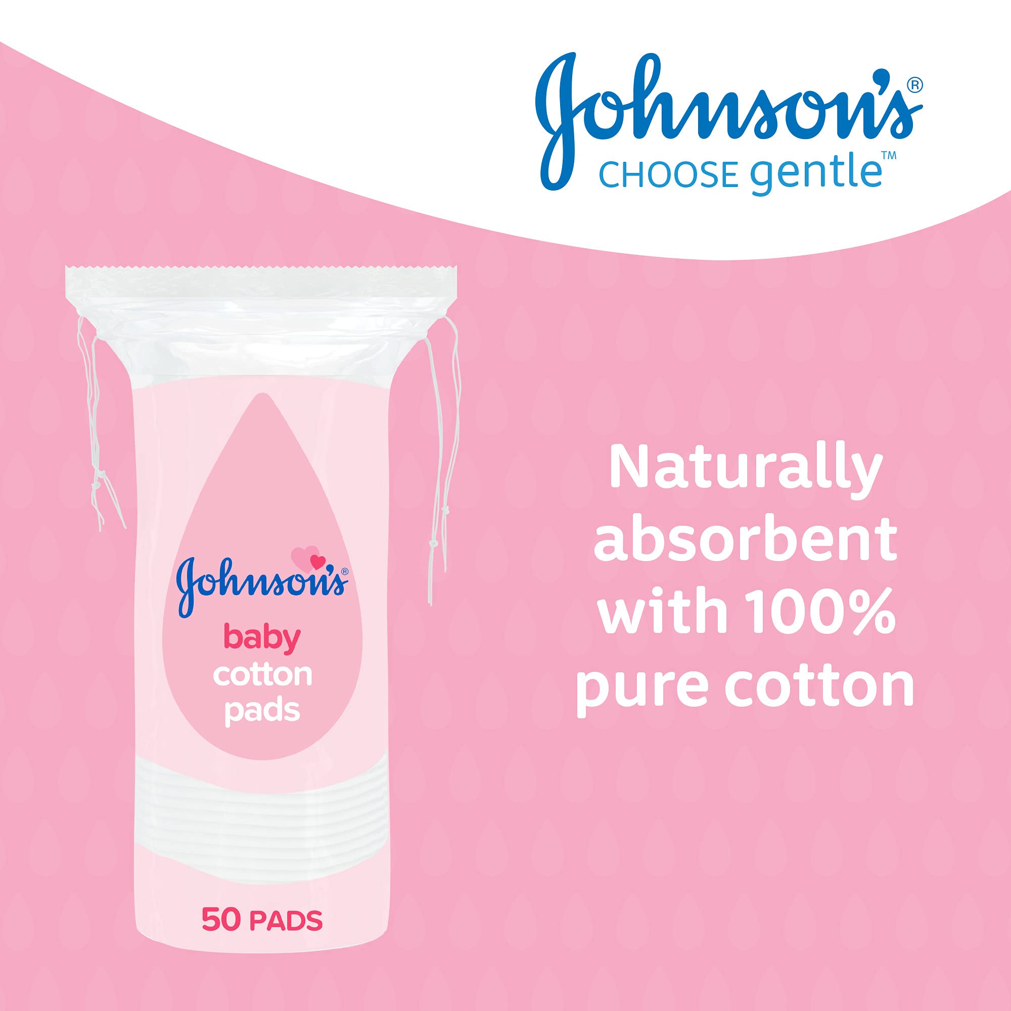 Johnson's Baby Wattepads - Packung mit 12 x 50 Stück, insgesamt 300 Stück 3