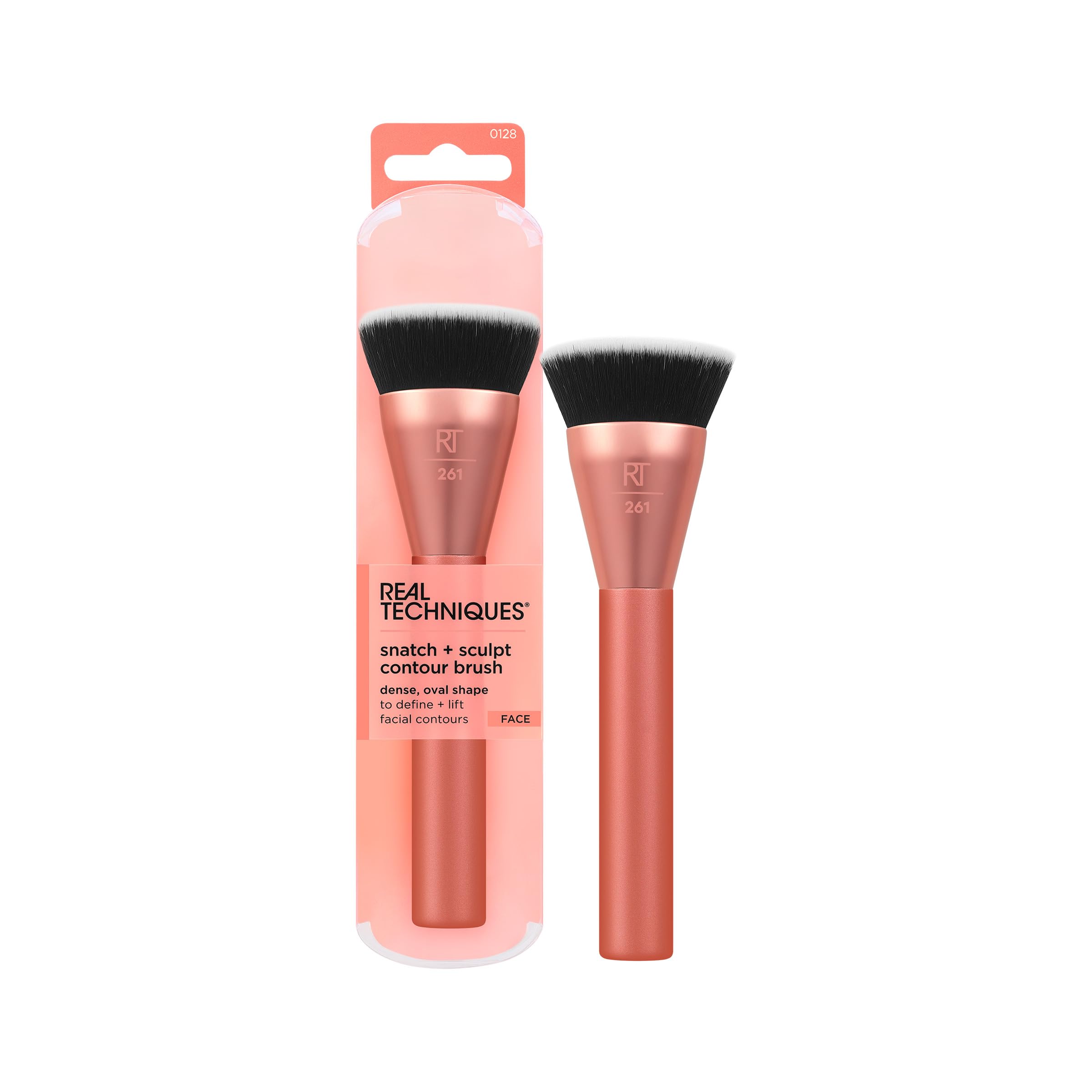 Real Techniques Snatch + Sculpt Contour Makeup Brush 261 for Liquid, Cream, and Powder Blending