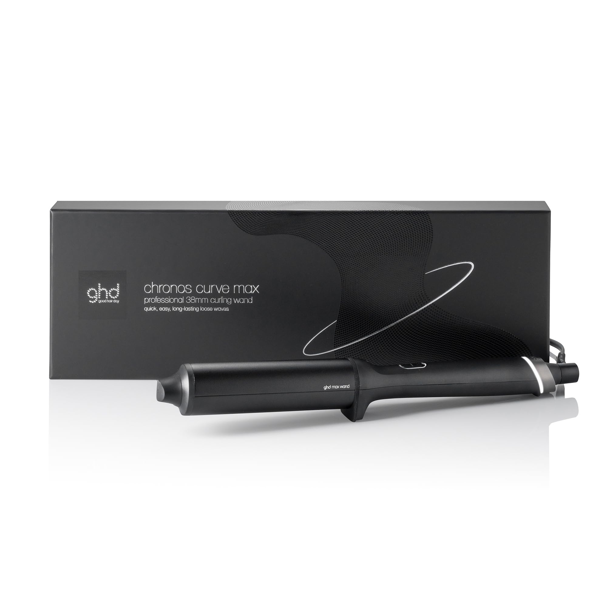 ghd Chronos Curve Max Wand 38mm Black Hair Curler for Loose Waves & Volume