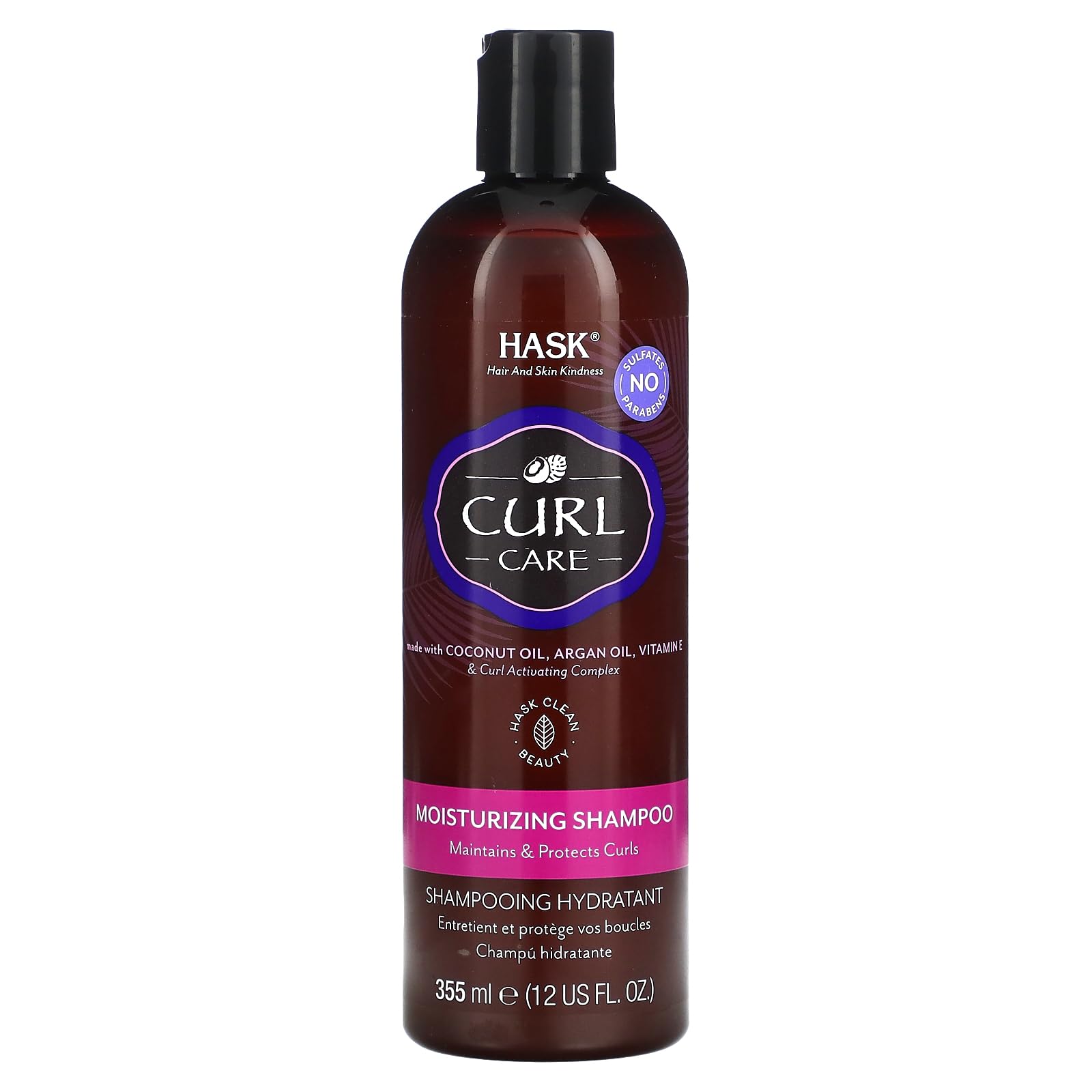 HASK Curl Care Shampoo for All Curl Patterns with Coconut Oil, Argan Oil & Vitamin E