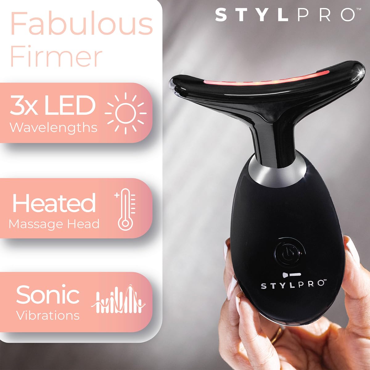 STYLPRO Fabulous Firmer LED Face & Neck Massager with Triple Light Therapy 3
