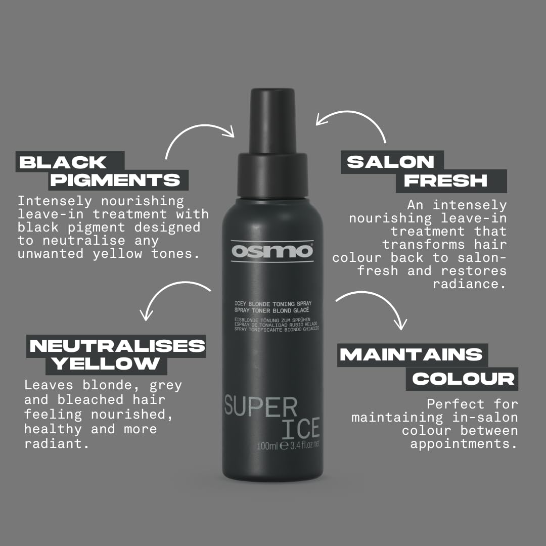 OSMO Super Ice Miracle Treatment Toning Spray | Black Leave-in for Blonde & Grey Hair