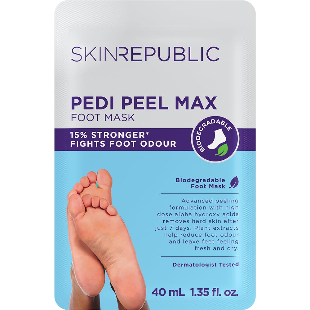 Skin Republic Pedi Foot Peel Max with 15% Stronger Acids for Cracked Heels & Odor