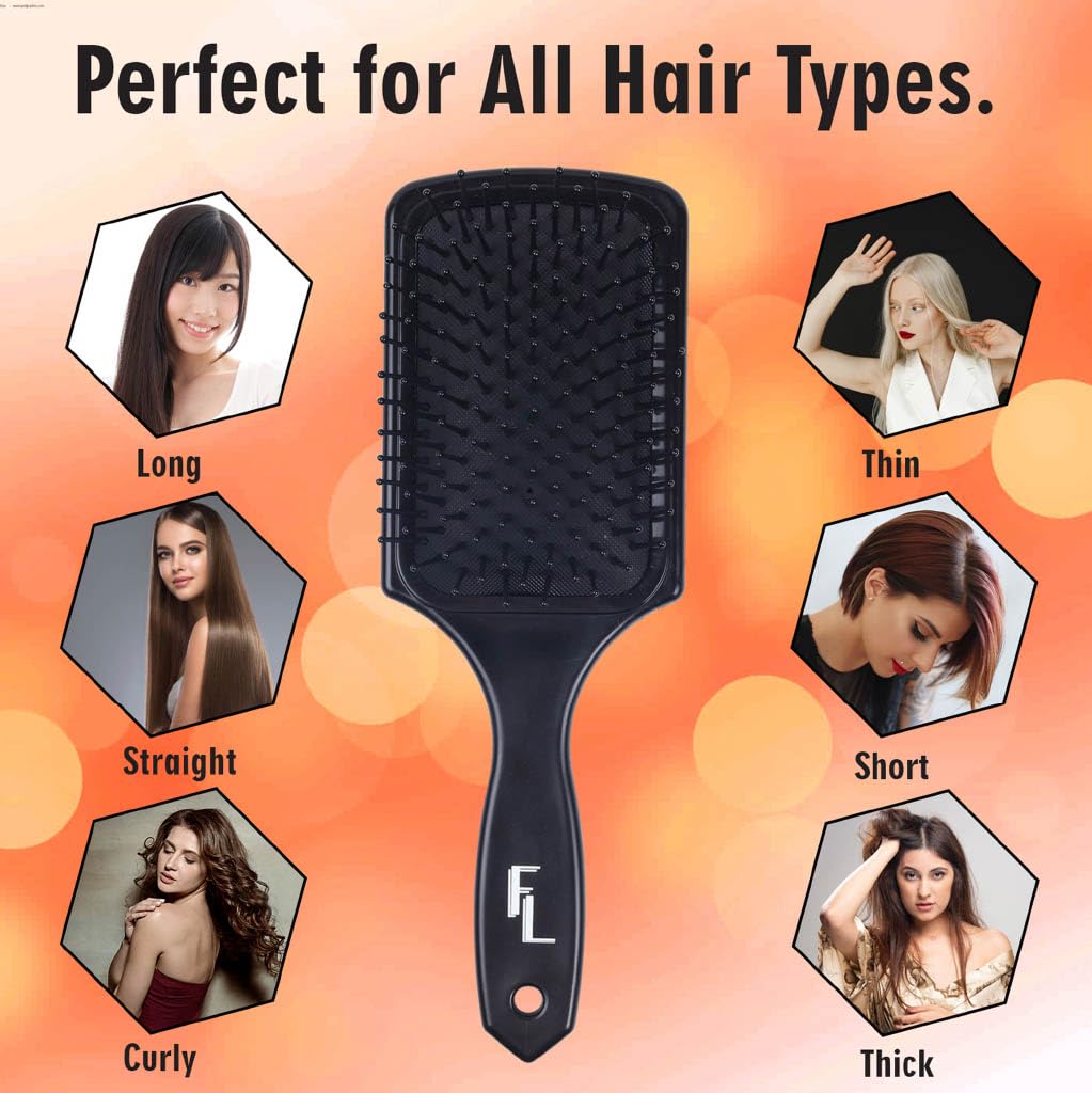 Fine Lines Paddle Hair Brush with 11 Row Nylon Bristles for Detangling and Smoothing 6