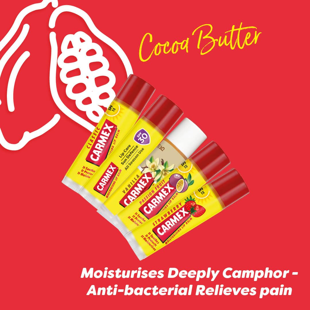 Carmex Fruity Lip Balm Travel Set: 5 Flavors with SPF 15/30 Protection 5