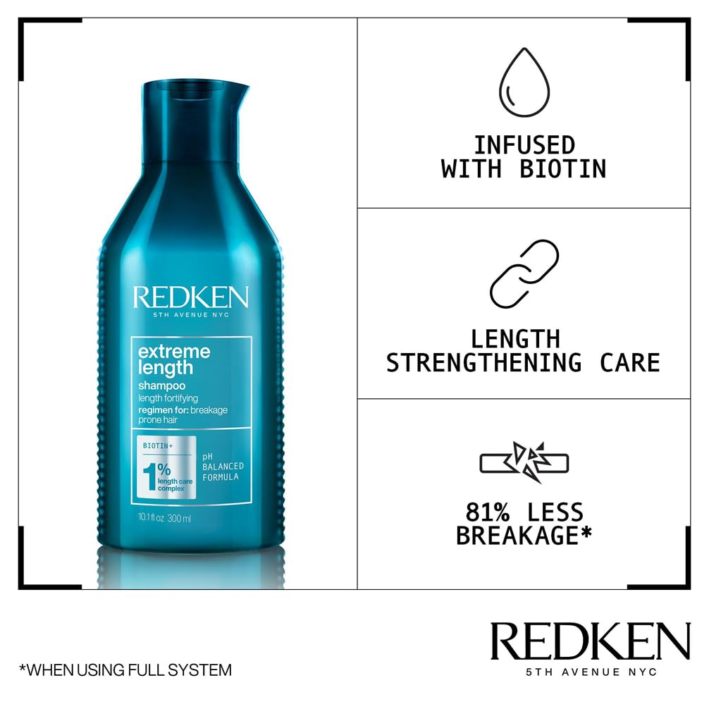 REDKEN Extreme Length Biotin Shampoo for Longer, Stronger Hair, 300 ml 3