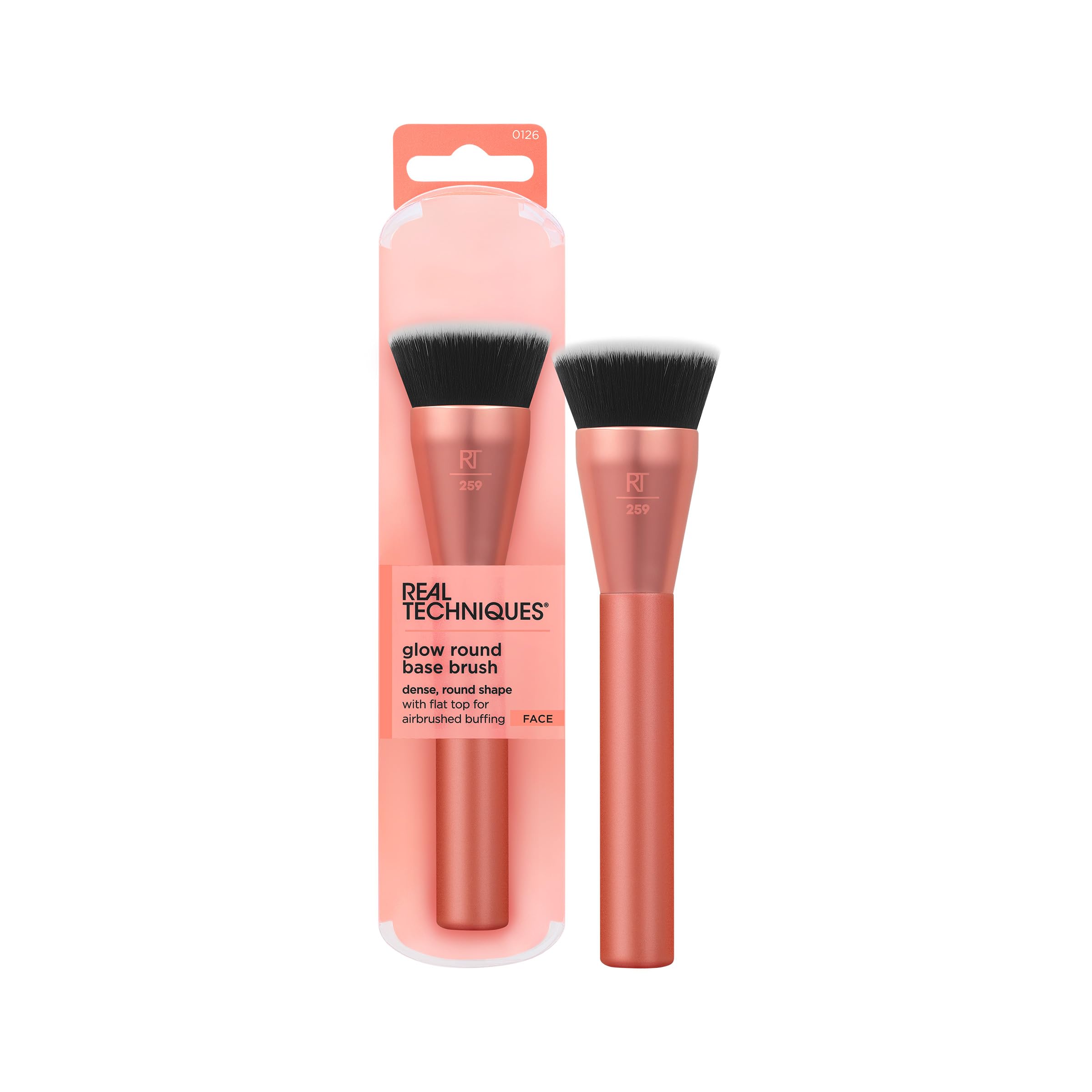 Real Techniques Glow Round Base Makeup Brush 259 for Liquid & Cream Foundation Buffing