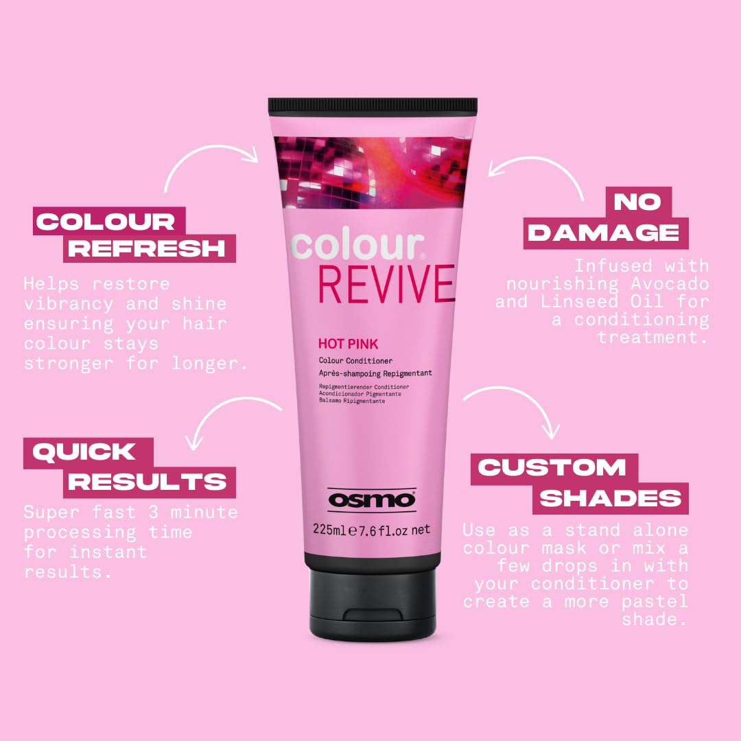 OSMO Color Revive Hot Pink Conditioning Toning Mask | Vegan Bright Pink Hair Color | 225ml