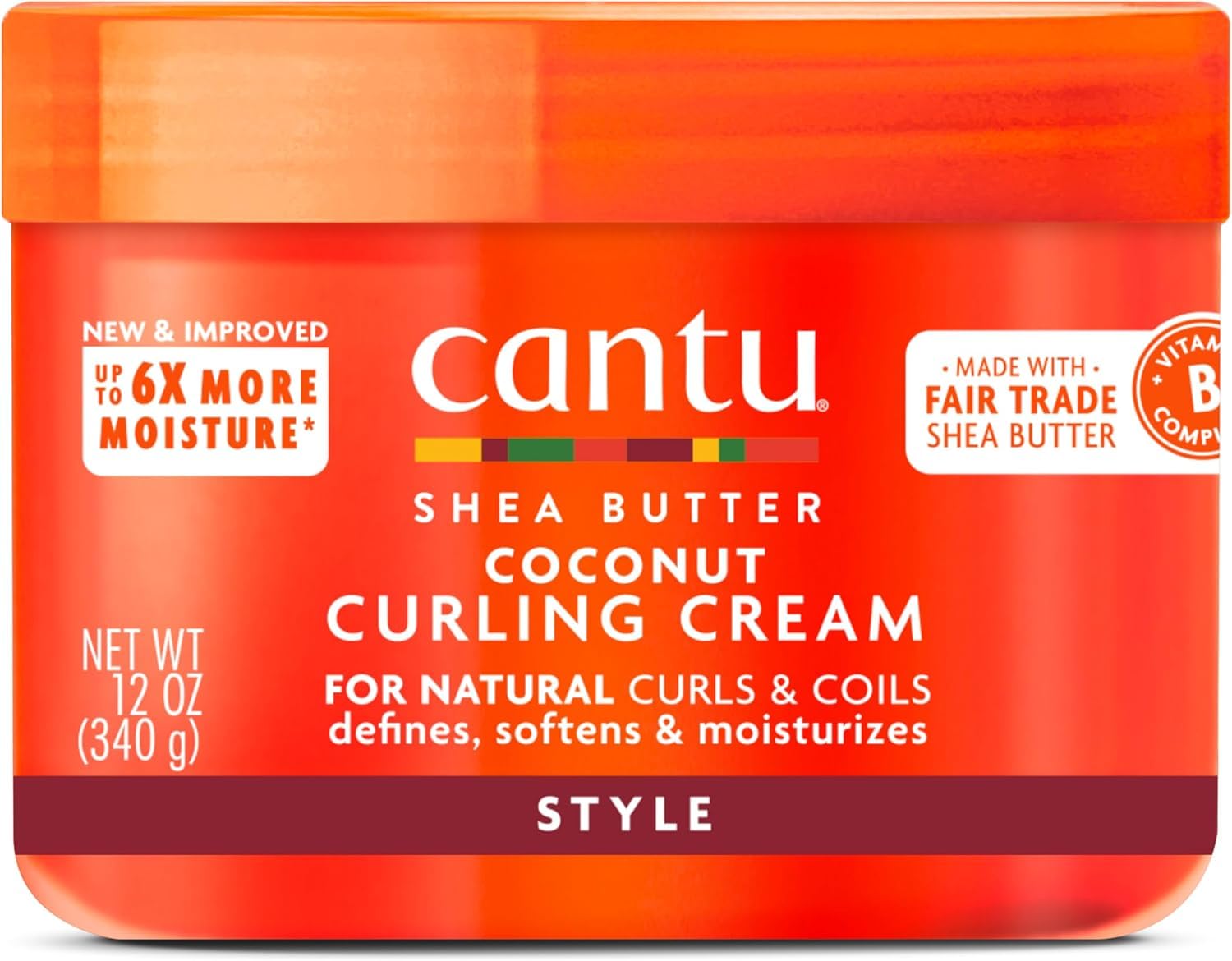 Cantu Shea Butter Coconut Curling Cream for Curly, Kinky, or Wavy Hair (340 g)