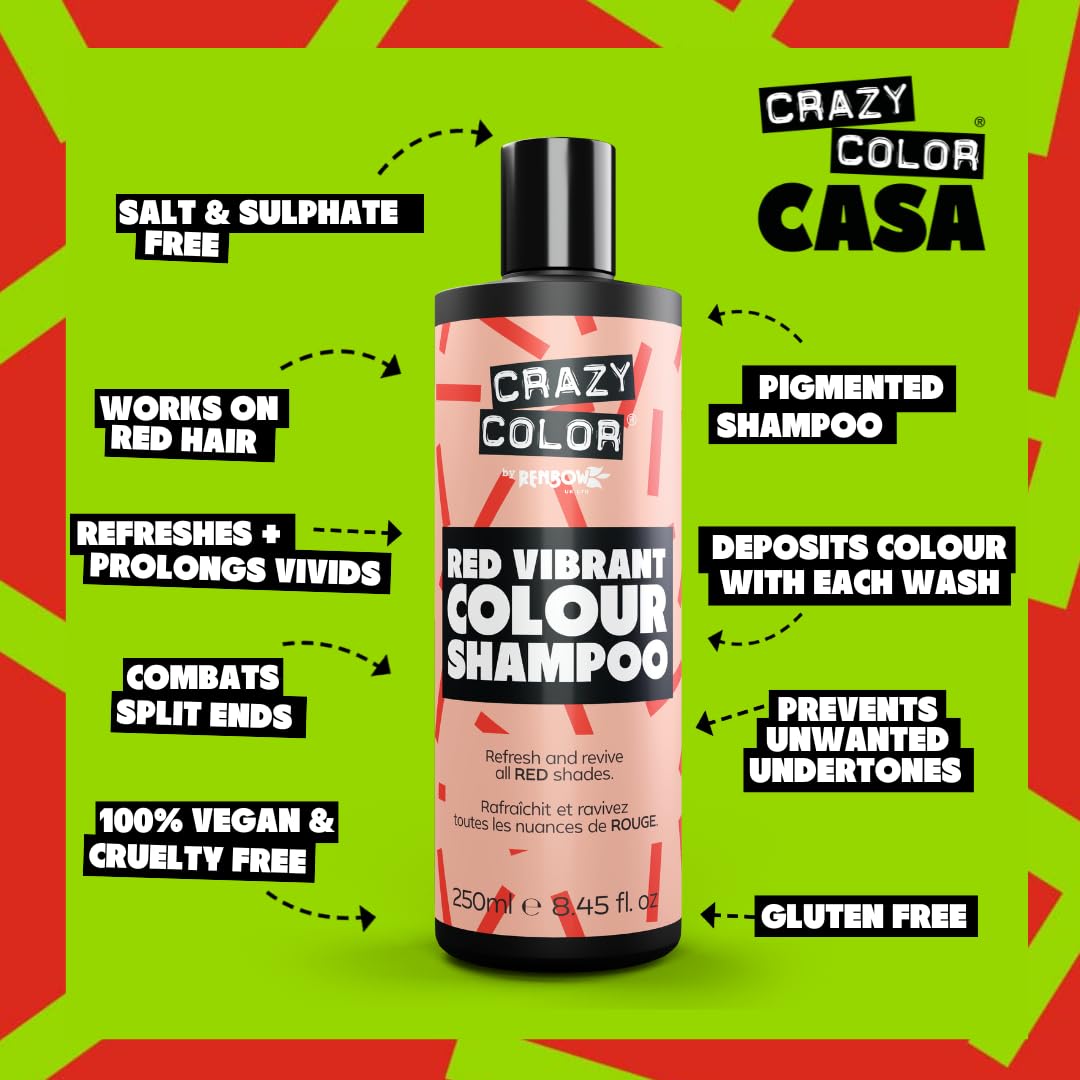 Crazy Color Red Shampoo for Red Hair Maintenance | Vegan, Sulphate-Free | 250ml 3