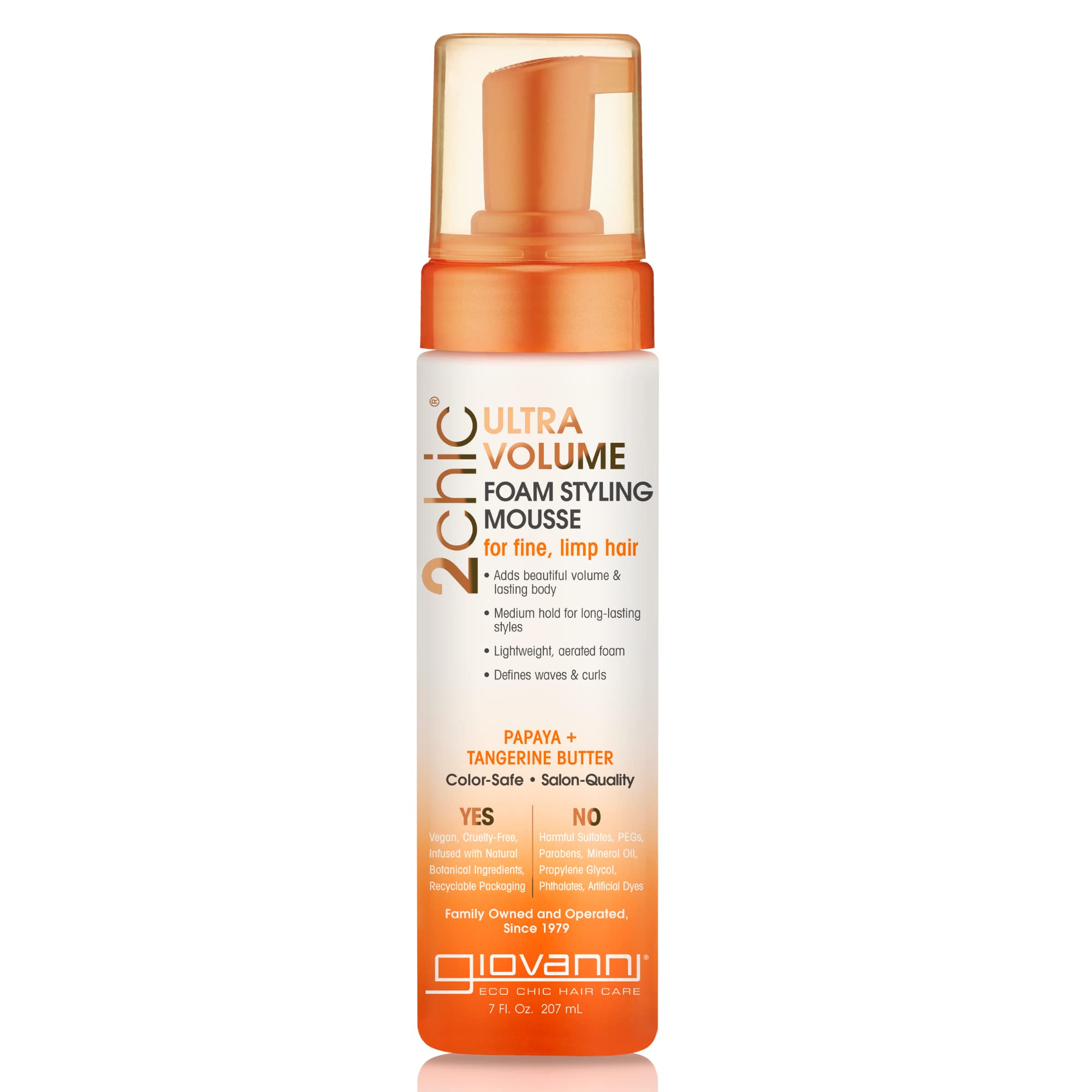 GIOVANNI 2chic Ultra Volume Styling Foam Mousse with Tangerine & Papaya 210ml