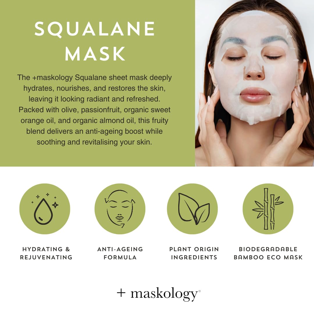 MASKOLOGY Squalane Professional Sheet Mask Pack of 1 | Hydrating Anti-Aging Face Mask 4