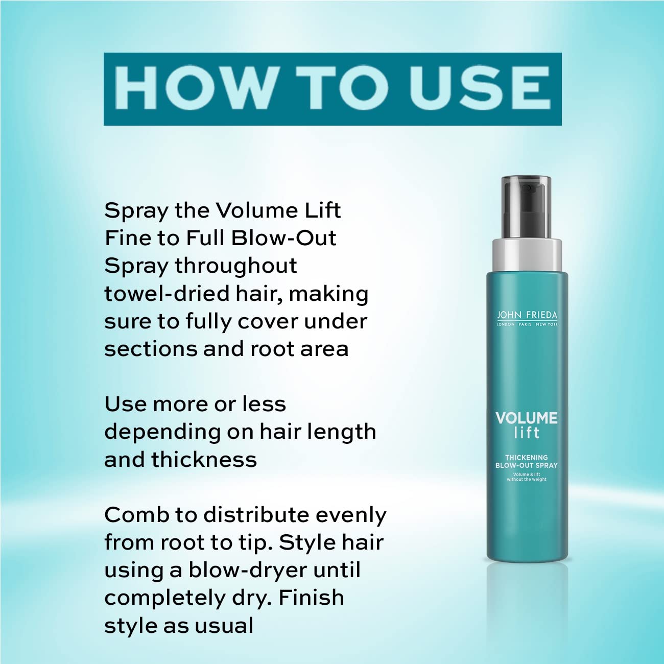 John Frieda Volume Lift Thickening Blow-Out Spray for Fine or Flat Hair, 100 ml 3