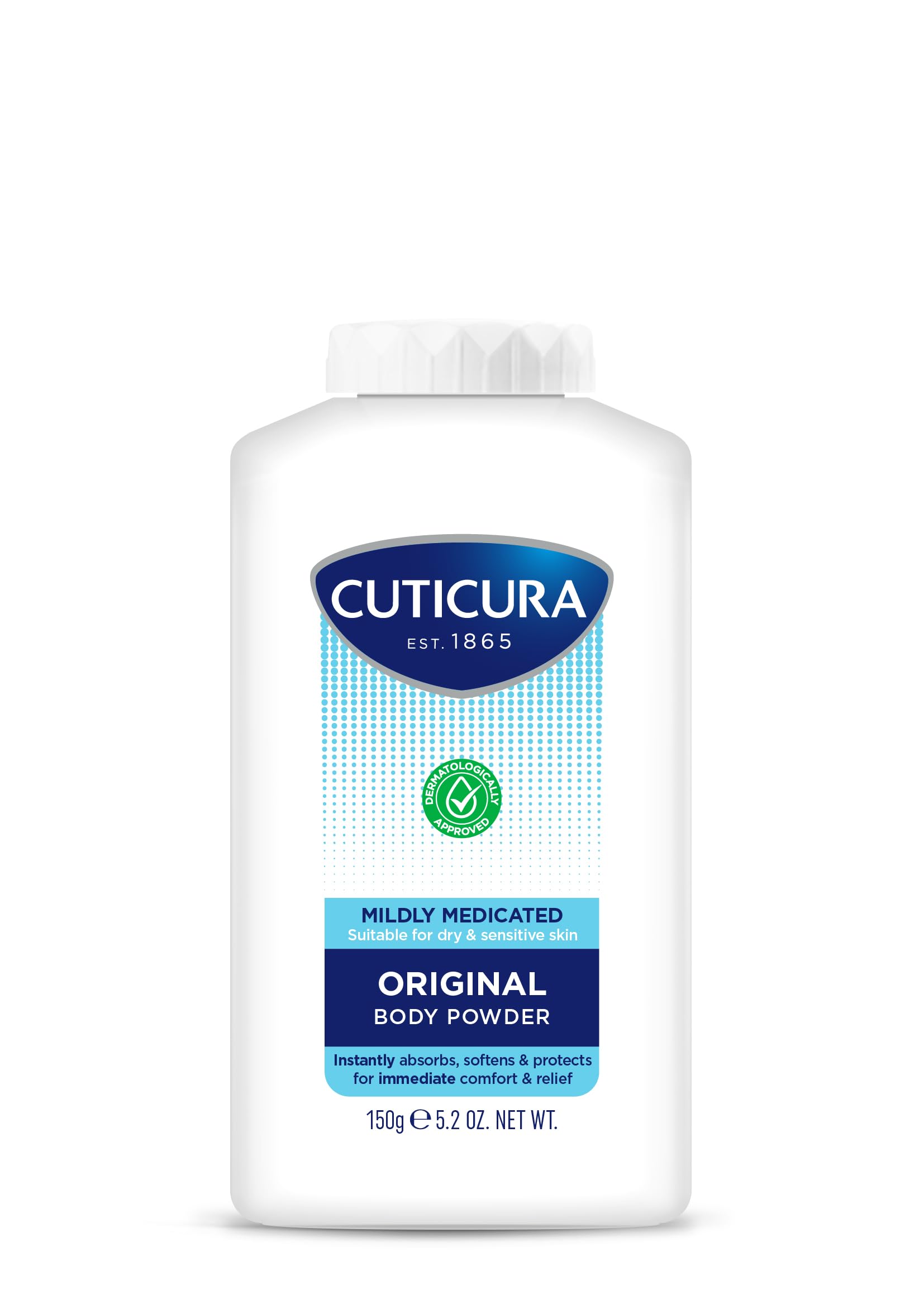 CUTICURA Mildly Medicated Body Powder for Personal Hygiene, Sweat Control & Itching Relief (150g)