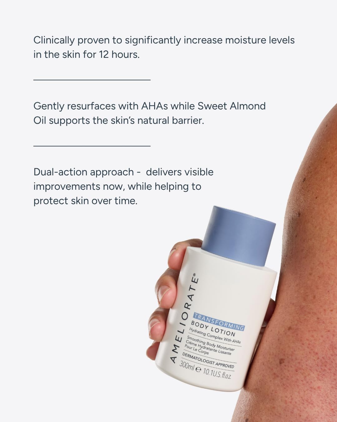 AMELIORATE Fragrance-Free Transforming Body Lotion 300ml for KP, Rough Skin & Ingrown Hairs 5