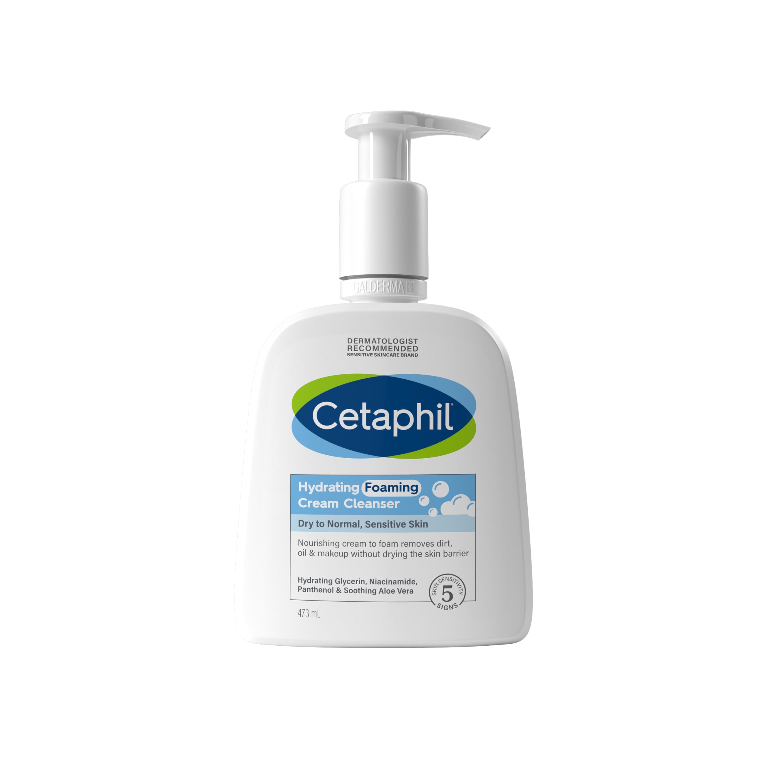 Cetaphil Hydrating Foaming Cream Cleanser and Makeup Remover, 473ml