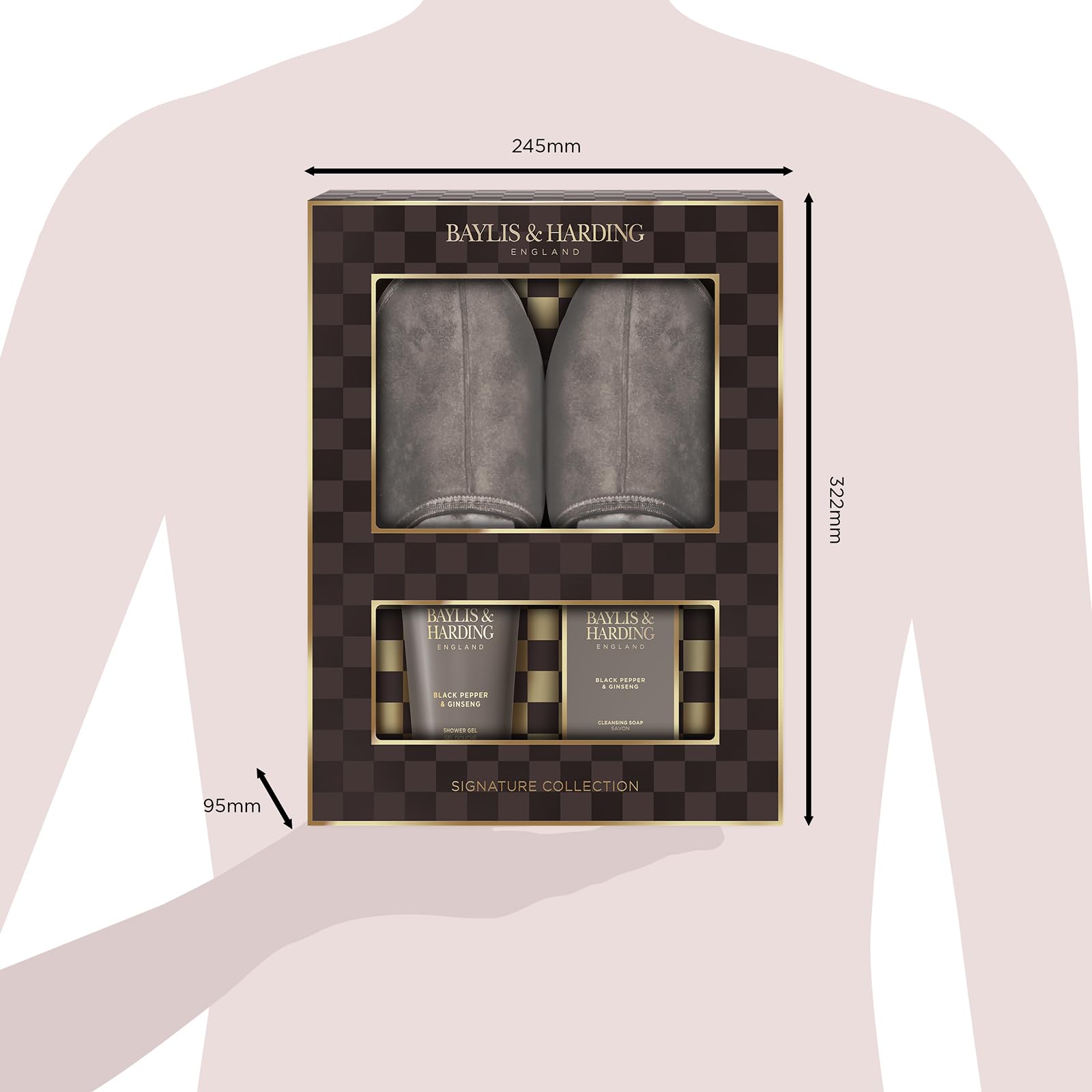 Baylis & Harding Black Pepper & Ginseng Men's Luxury Slipper Gift Set - Vegan Friendly 6