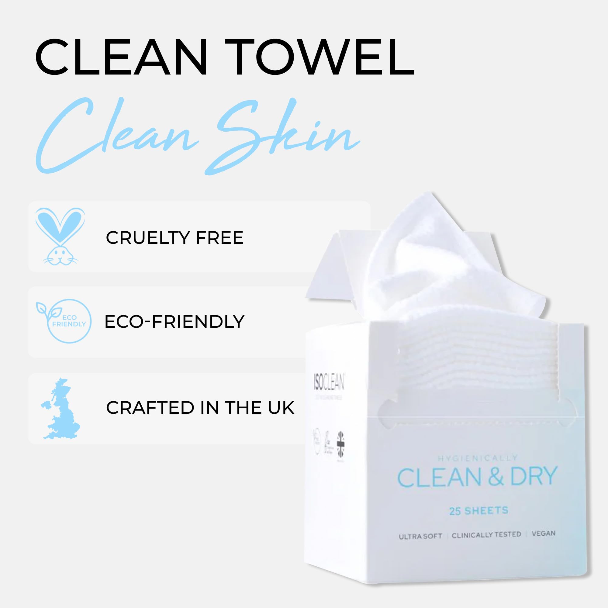 ISOCLEAN Disposable Soft Cotton Face Towels for Makeup Removal and Cleansing