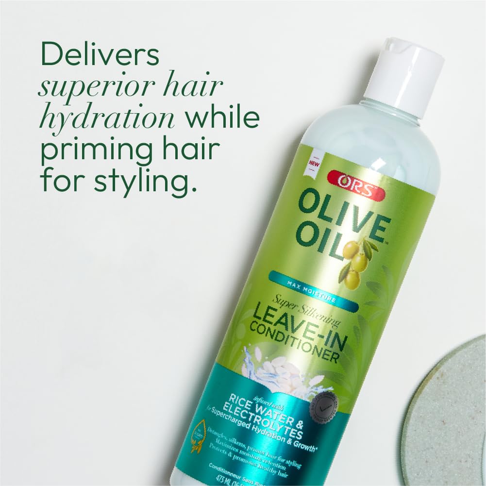 ORS Olive Oil Leave-In Conditioner with Rice Water for Ultimate Moisture & Detangling - 473ml 4