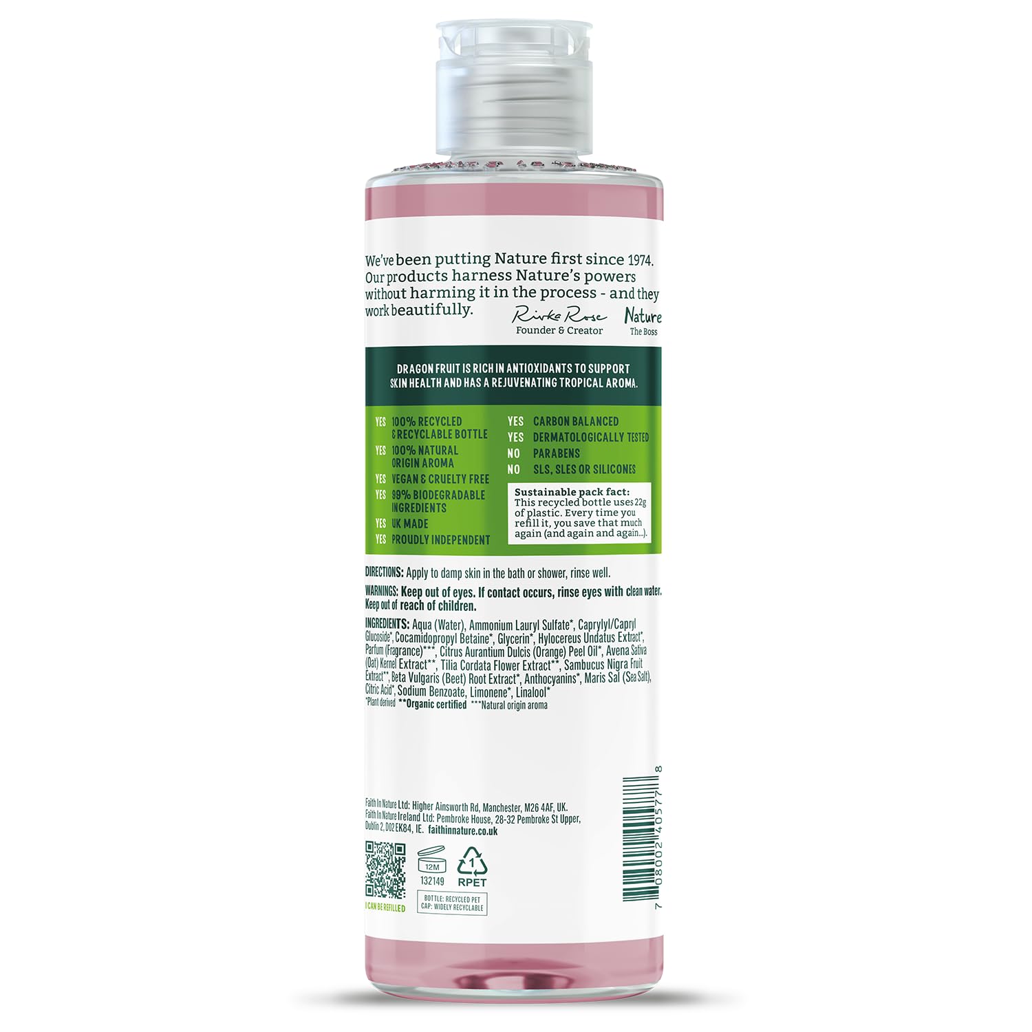 FAITH IN NATURE Revitalising Dragon Fruit Body Wash, Vegan & Cruelty Free, 400 ml