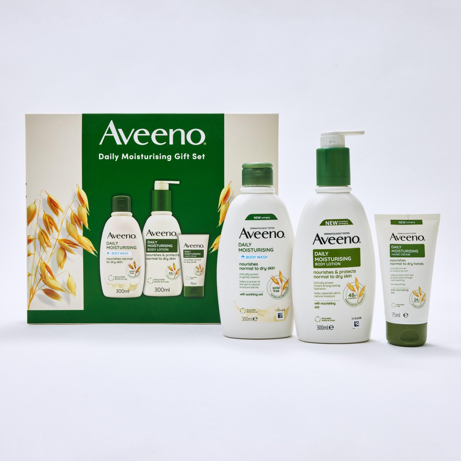 Aveeno Tägliche Feuchtigkeitspflege Geschenkset für normale bis trockene Haut, mit beruhigender Ölsäure